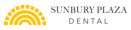 Sunbury Plaza Dental logo with text and arched yellow sun